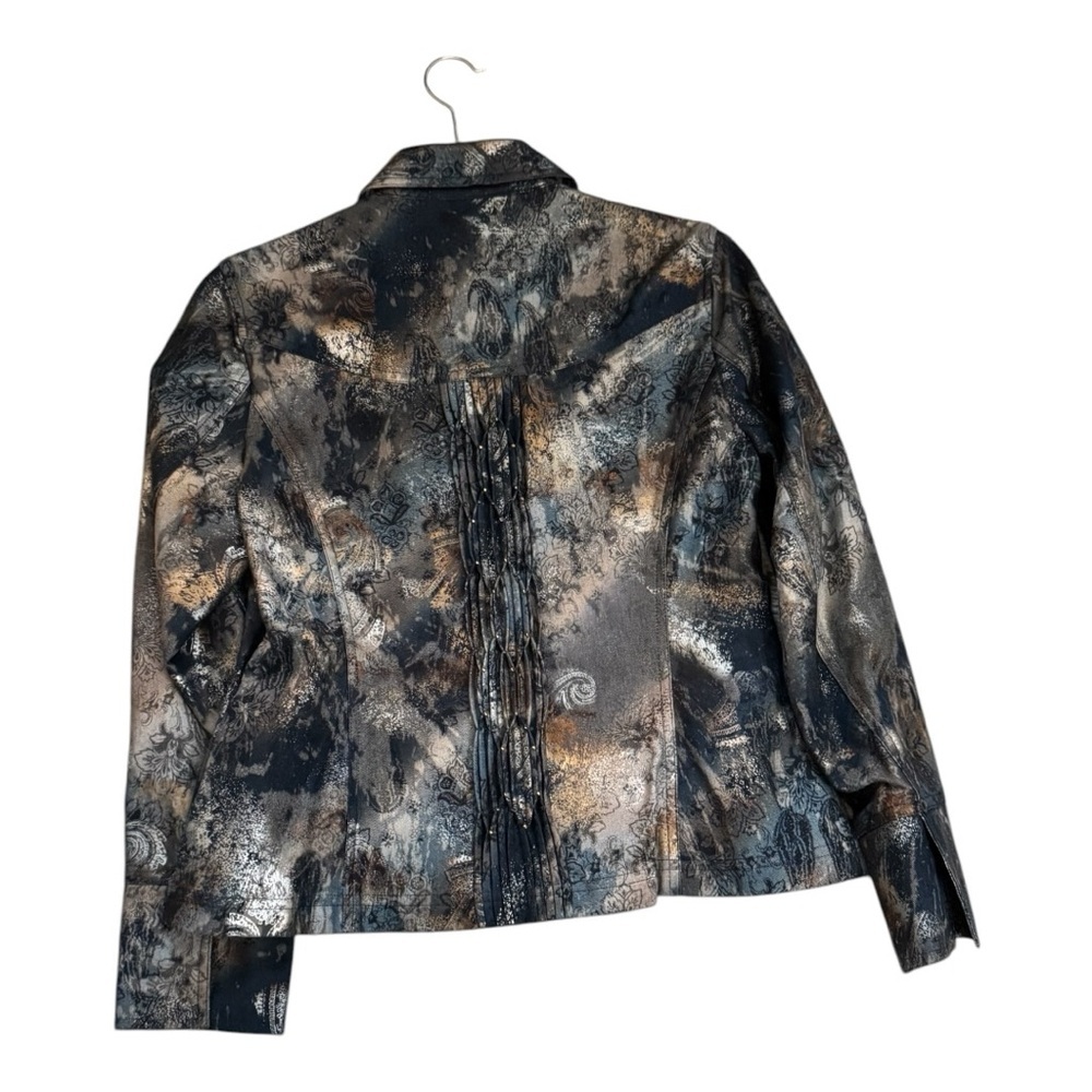 Coldwater Creek Blue Paisley Pintuck Pleat Jacket - Picture 4 of 10